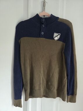 Tommy Hilfiger 100% Cotton Mock Neck Button Knit Sweater XL Youth (16-18)